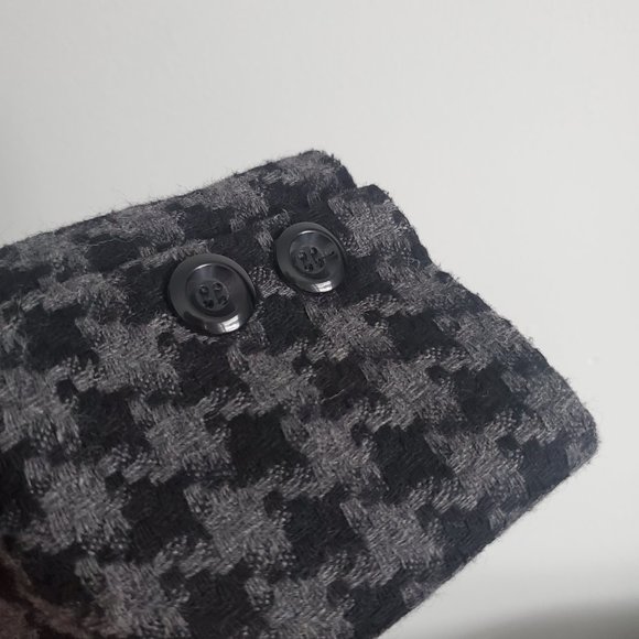 70% Wool Suit Blazer Jacket Houndstooth Pattern Black Gray Tailored Career Wear - Picture 7 of 8